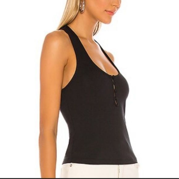 NWT Free People Hang Out Henley Racer Back Tank Top - Picture 2 of 10